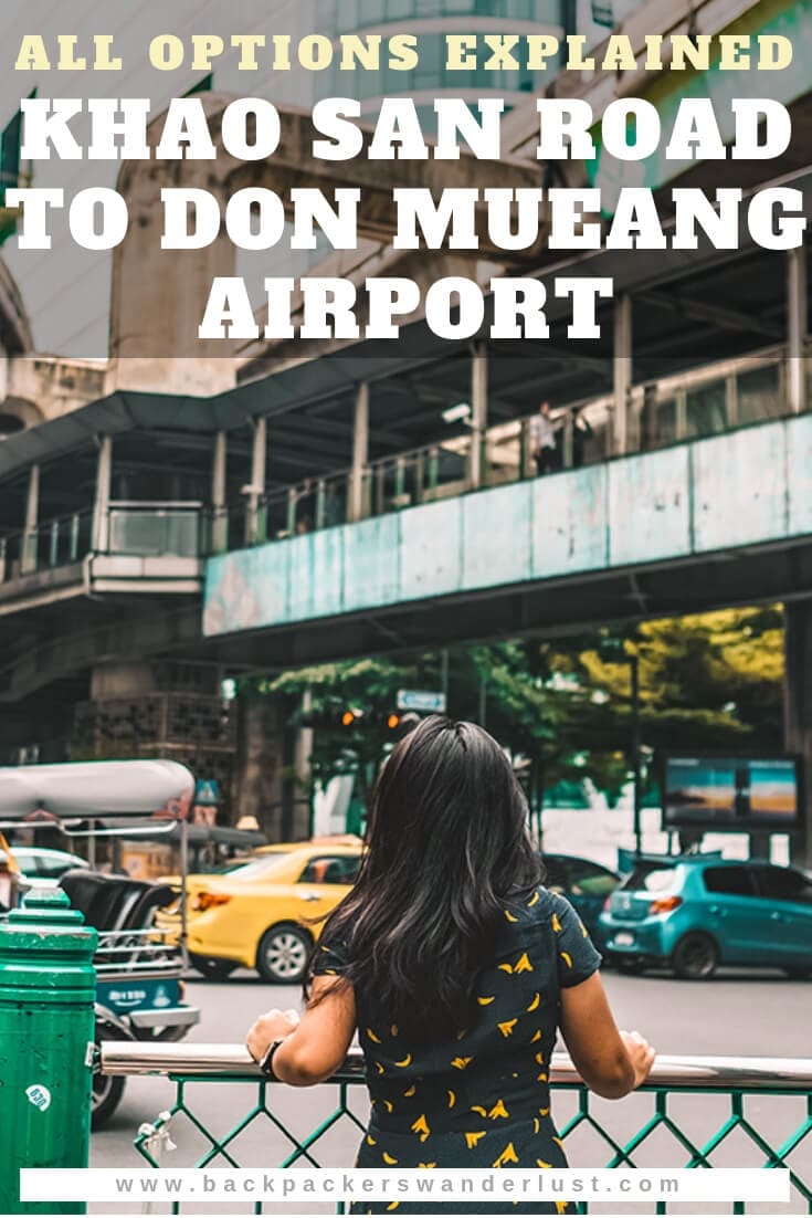 Khao San Road to Don Mueang Airport Transport Guide 18 If you are a backpacker on a budget it is likely you will be flying from Bangkok's budget airport. That means you will need to find a way from Khao San Road to Don Mueang Airport. Whether that is train, taxi, tuktuk, limo bus or local bus. I will explain all options for you.