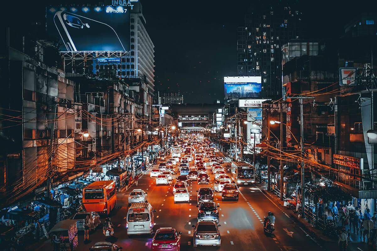 traffic khao san road to suvarnabhumi airport bangkok thailand
