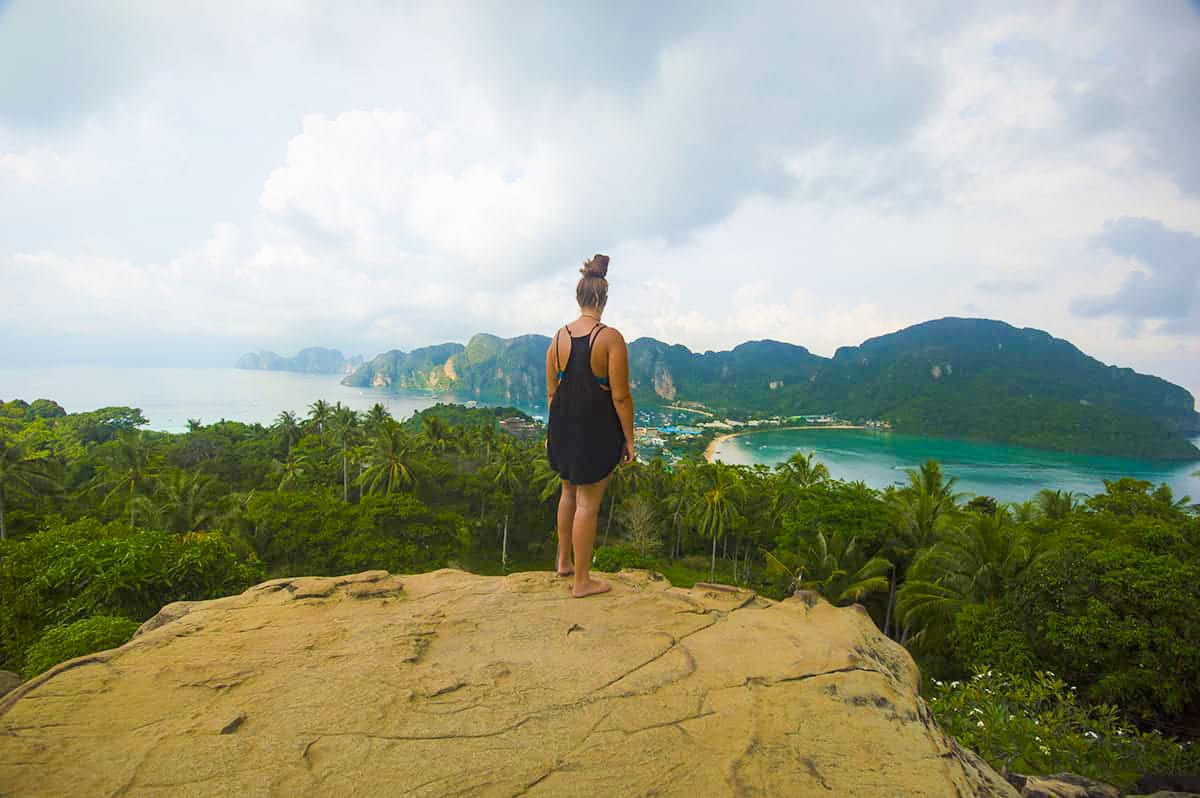 view over koh phi phi from on top of the rock face