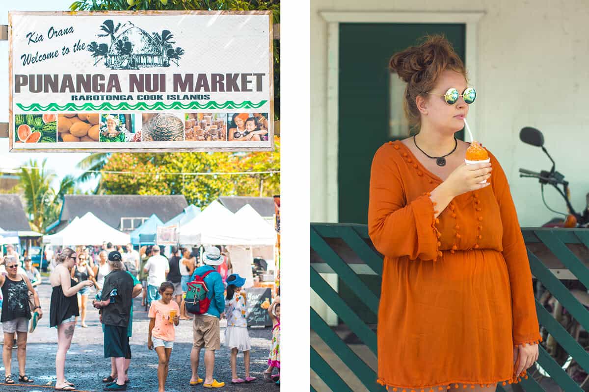 arriving at the punanga nui market on a saturday in rarotonga