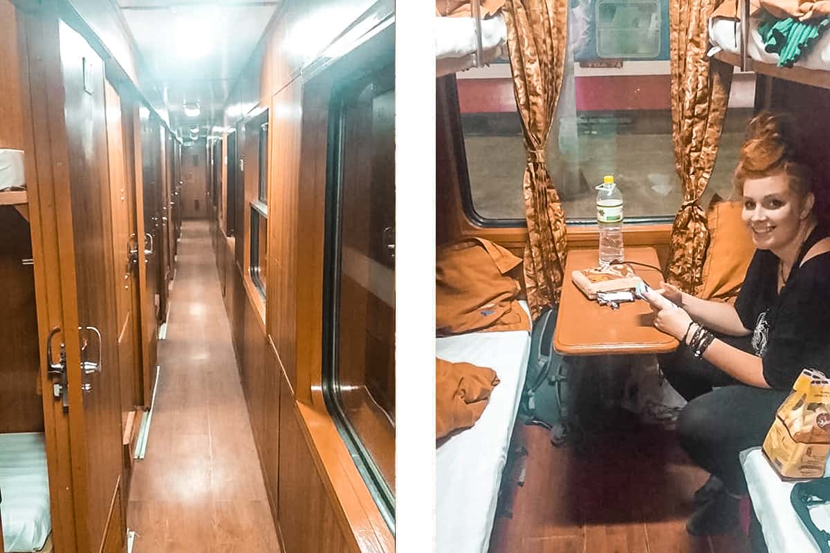 arriving in our cabin on the sleeper train from hanoi to hue