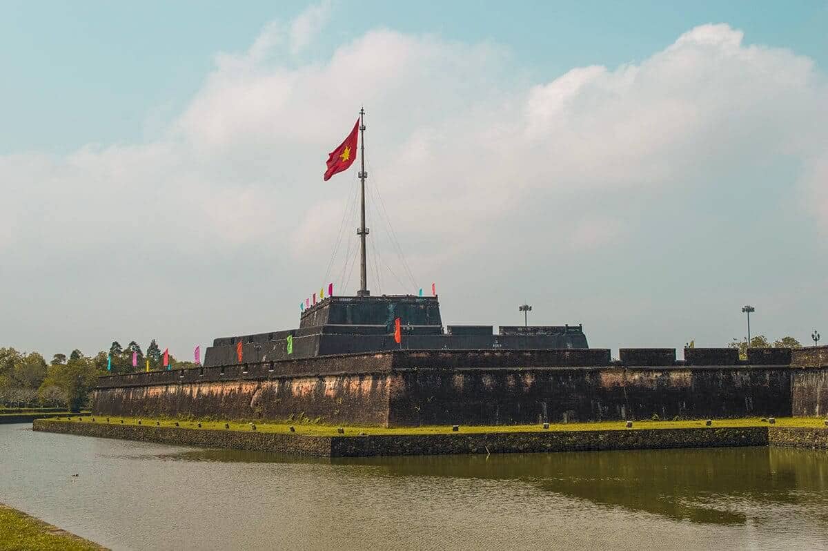 vietnamese flag at the imperial city of hue