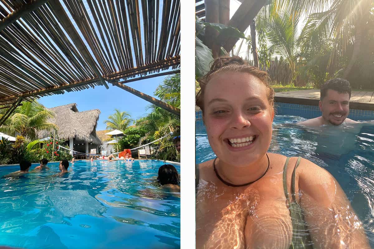 Antigua To El Paredon: Tourist Shuttle, Chicken Bus, Or Taxi? 8 cooling off in the pool at mellow hostel in el paredon