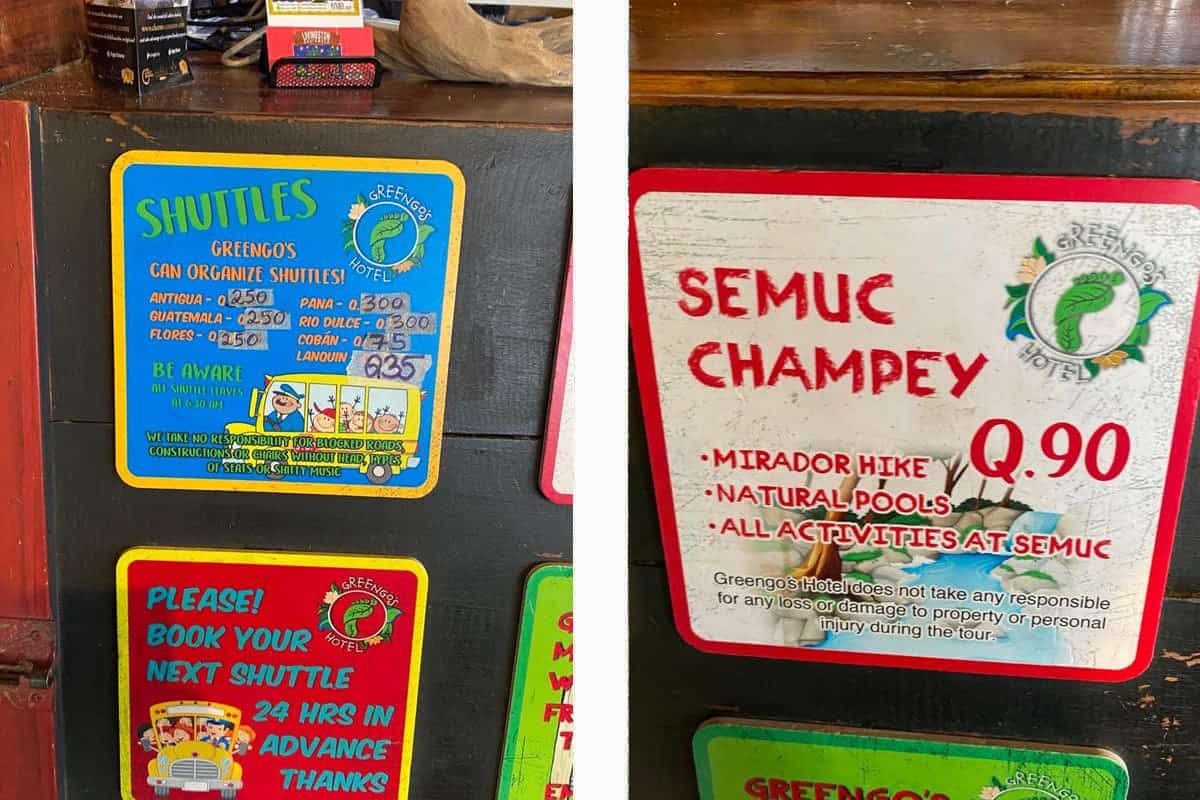 Is Semuc Champey Worth It? Backpacking Tips (2023) 15 prices for shuttles and the semuc champey tour at greengos hostel