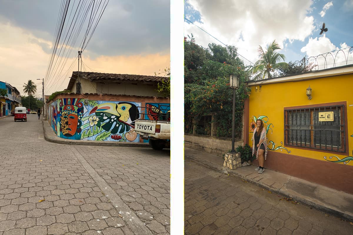 the colorful street art in copan ruinas