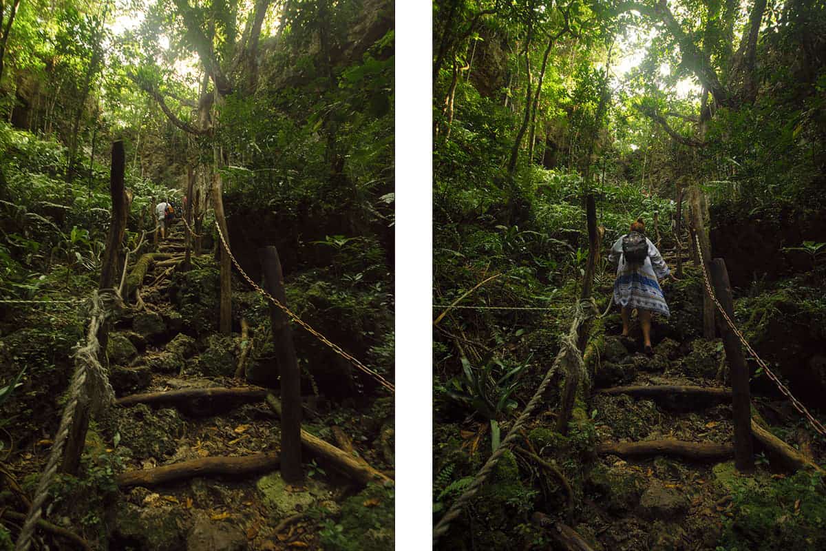 some of the steep jungle stairs you will need to hike up and down to get to the secret grotto