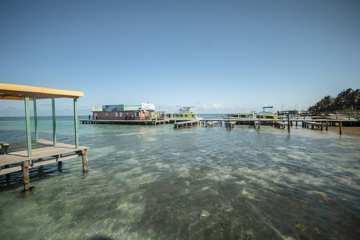 Backpacking Caye Caulker In Belize: Top Travel Tips 14 looking over at the main ferry terminal in caye caulker