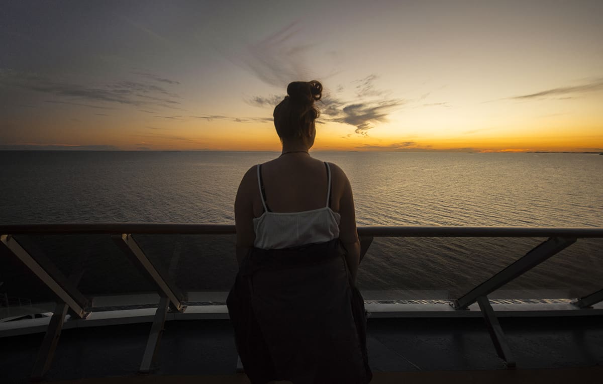 watching the beautiful sunset as we depart from the noumea cruise port