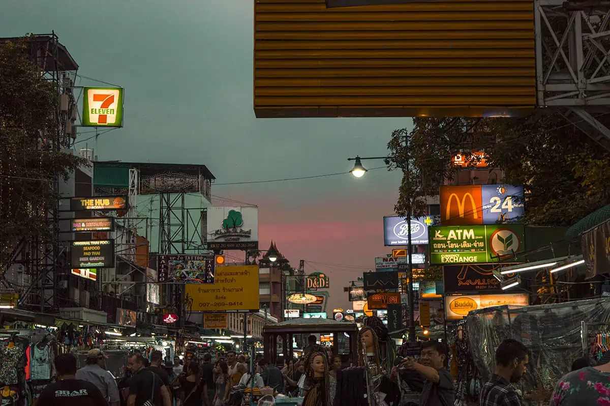 2 Days In Bangkok Itinerary: How To Spend The Ultimate 48 Hours In Bangkok 33 khao san road at sunset on my bangkok itinerary