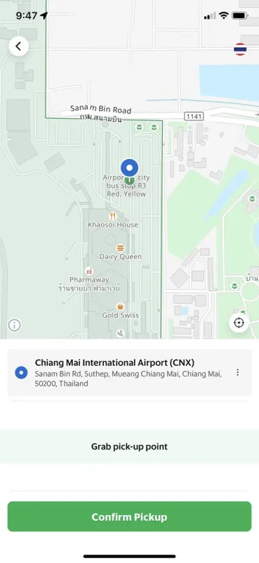 Chiang Mai Airport to The City: Bus, TukTuk, Taxi, Or Walk? 46 the grab taxi pick up location on a map of chiang mai airport