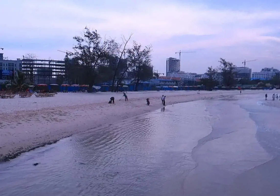 Is Sihanoukville Worth Visiting In 2023? 47 the main beach in sihanoukville being cleaned up from washed up rubbish