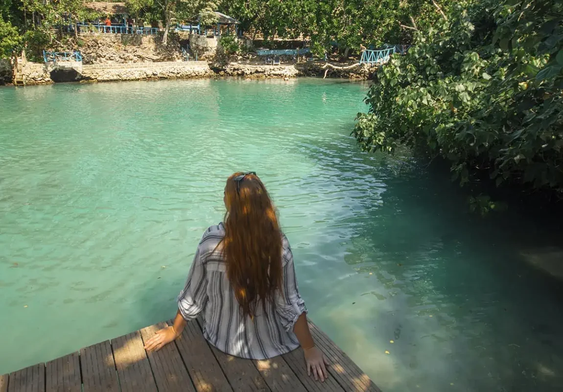 Port Vila Blue Lagoon: BEST Tips For Visiting 2026 15 tasha amy relaxing in a bit of shade at the blue lagoon port vila vanuatu