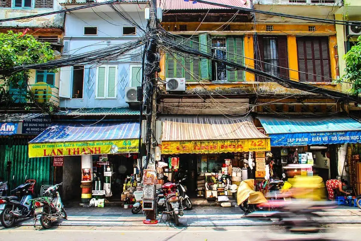 busy stores along the roadside in vietnam