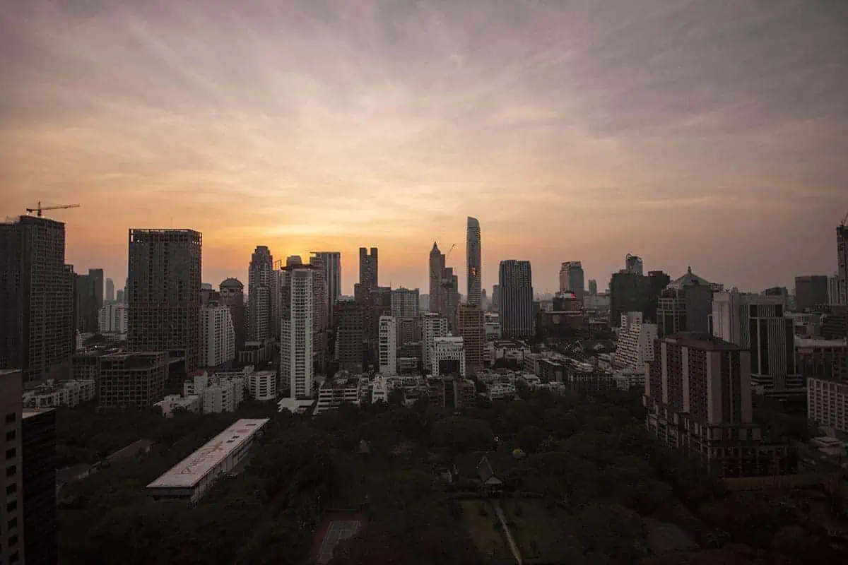 watching the sunset in bangkok during 3 weeks in thailand