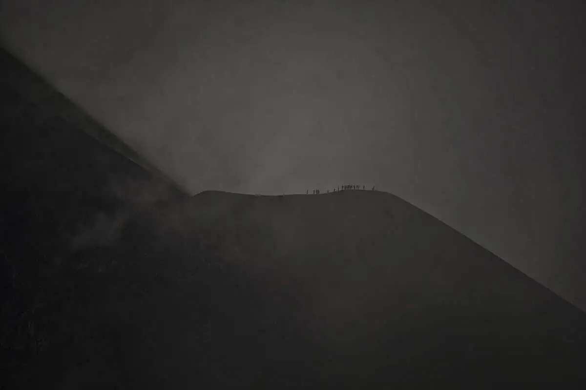 Acatenango Volcano Hike Difficulty: My Honest Experience 29 hikers on the fuego saddle covered in cloud