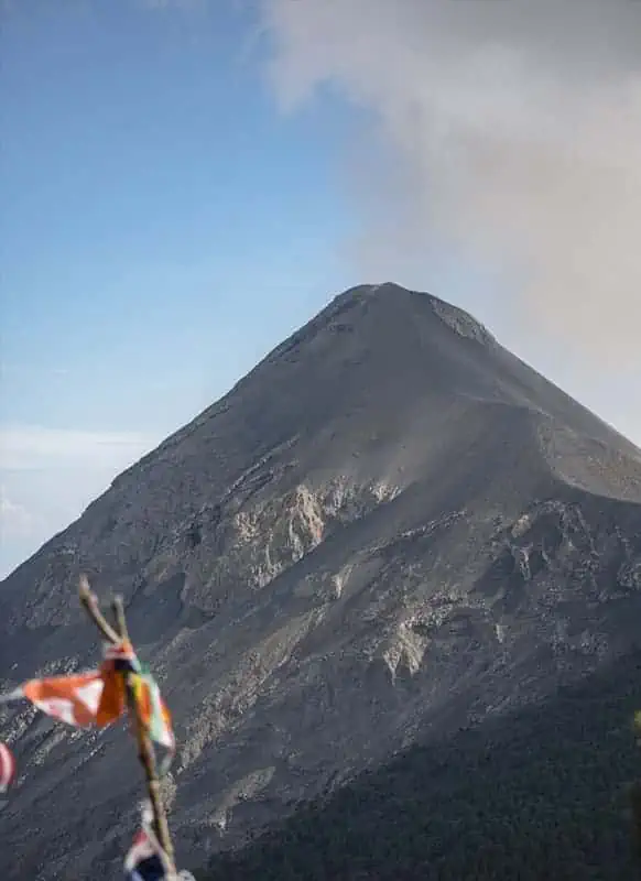 Acatenango Volcano Hike Difficulty: My Honest Experience 18 a peaceful moment on volcan fuego from base camp on the acatenango volcano hike