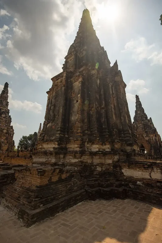 Ayutthaya Day Trip From Bangkok: BEST Guide (2026) 54 Wat Chai Watthanaram sun streak shining through temple