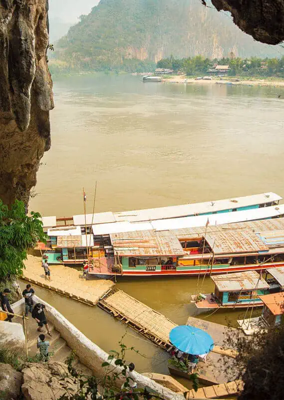 the incredible views out of pak ou caves over the mekong river