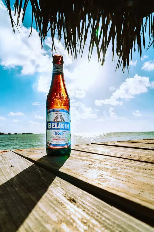 a delicious local belikin beer on the beach in belize