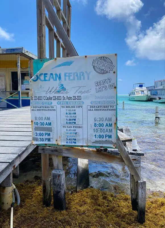 the ferry timetable set up in san pedro belize