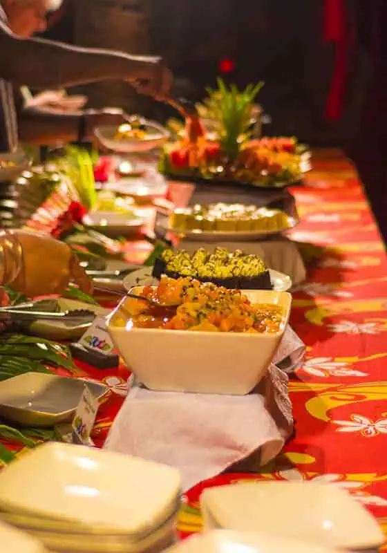 Where To Eat In Rarotonga: BEST Restaurants & Cafes 2026 36 Buffet spread with a variety of local dishes, a highlight of Te Vara Nui offering an authentic taste of the island's culinary delights.