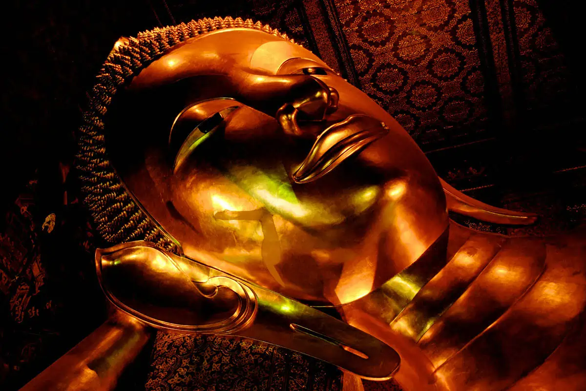2 Days in Bangkok Itinerary For First-Time Visitors 45 the face of the golden reclining buddha in Wat Pho in Bangkok