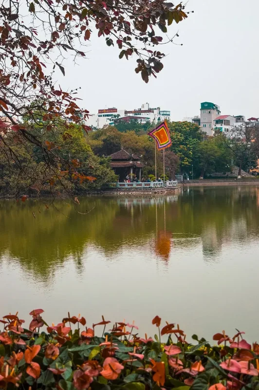 3 Weeks In Vietnam Itinerary: The Perfect First-Time Route 46 Tranquil Hoan Kiem Lake with a view of Turtle Tower in Hanoi