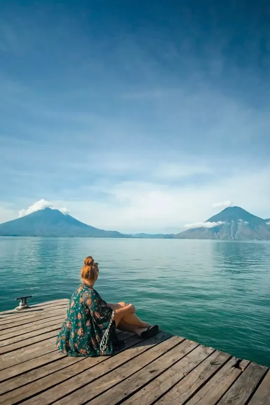 Tasha Amy looking out wishing I knew the answer to can you swim in Lake Atitlan