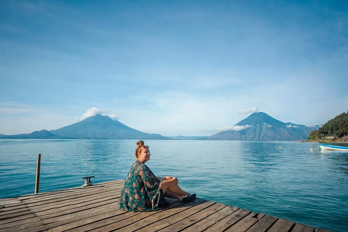 Tasha Amy pondering the important questions in life like can you swim in Lake Atitlan