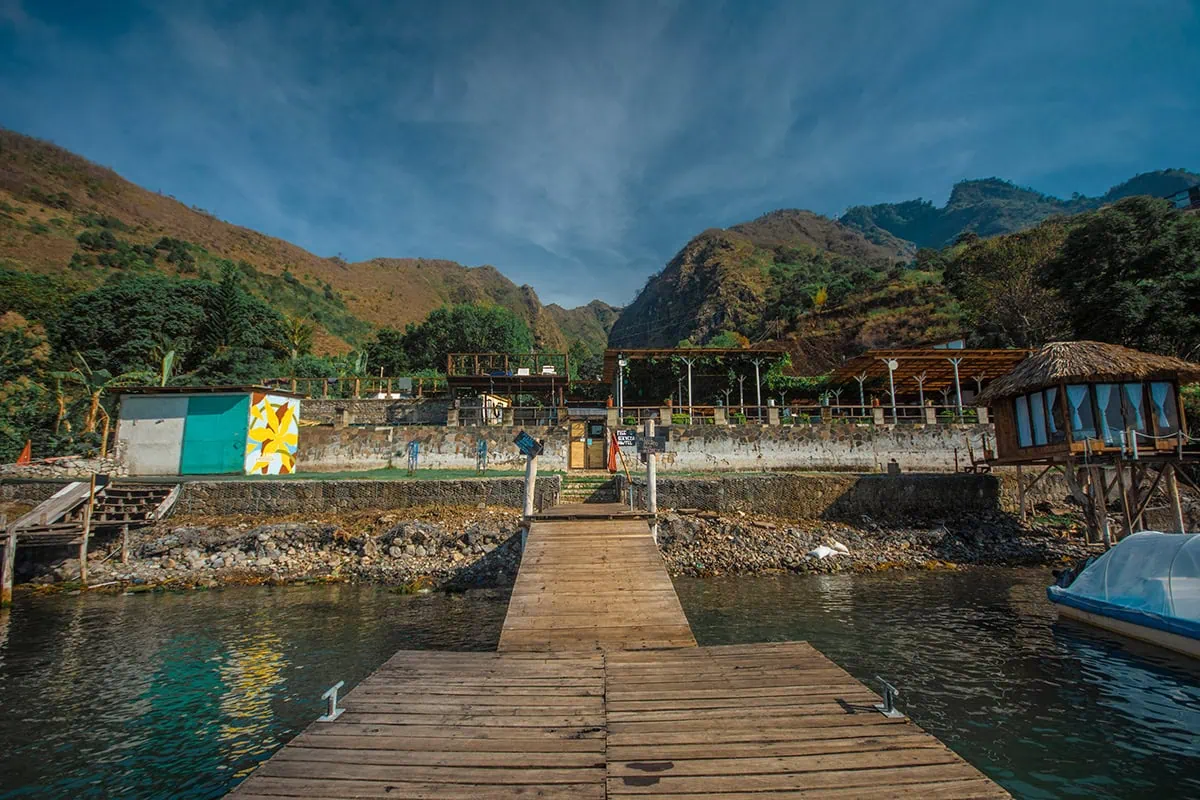 How To Get Around Lake Atitlan: Lanchas, Prices & Tips 27 view from the wharf back towards Free Cerveza Hostel in Lake Atitlan