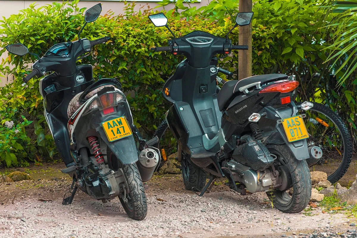 Scooter Hire In Rarotonga: Cost, Requirements, And Tips 21 two scooters in Rarotonga sitting in the hostel car park