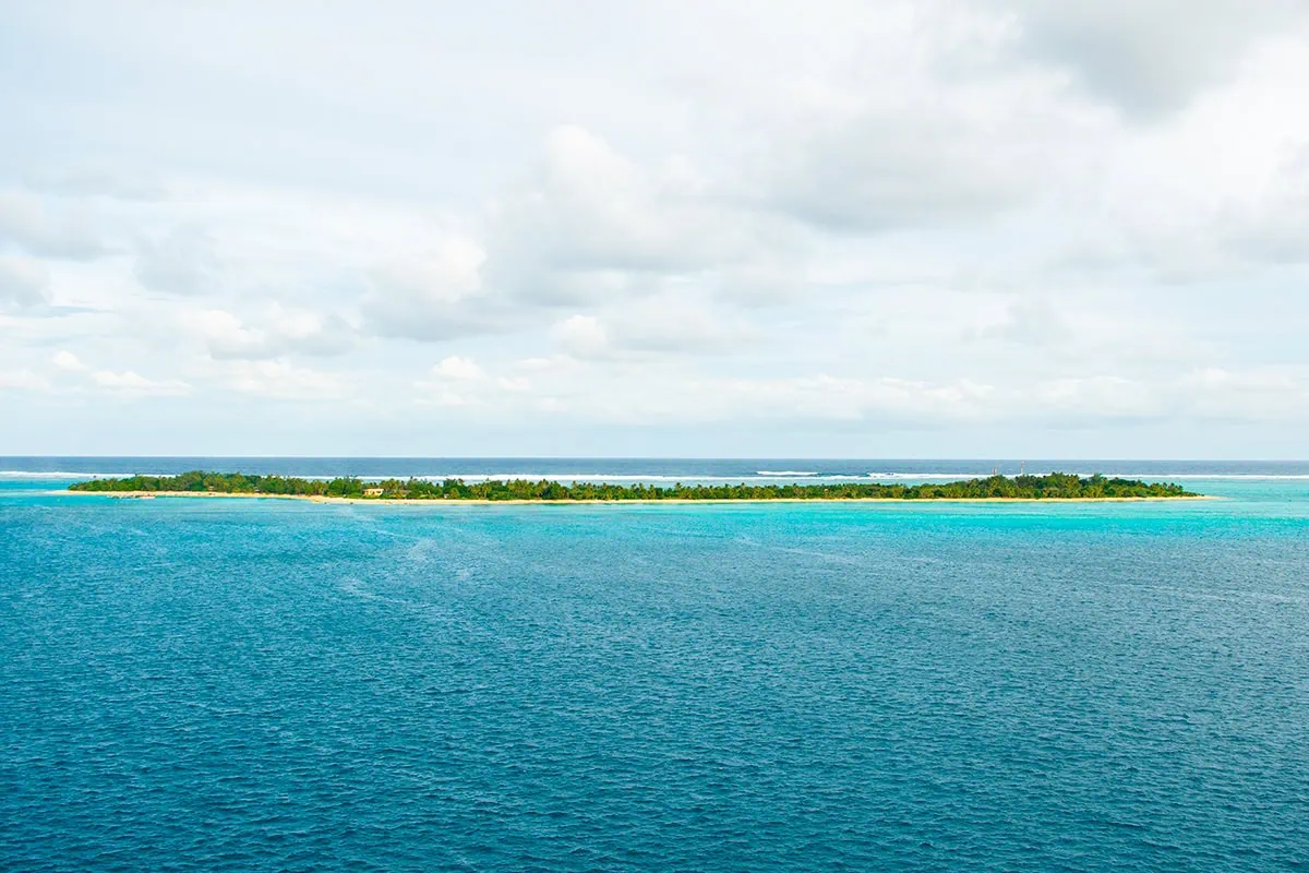 Best Things To Do On Mystery Island, Vanuatu, For Cruise Passengers 2 Looking down at the small island after spending a day checking out the best things to do on Mystery Island in Vanuatu.