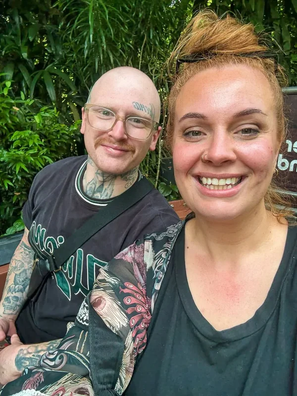 River Wonders Singapore Review: Is It Worth Visiting? 20 Tasha Amy and a man take a selfie on the Amazon River Quest in River Wonders in Singapore