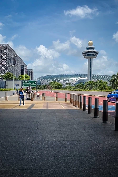 Looking out towards the impressive Changi Jewel