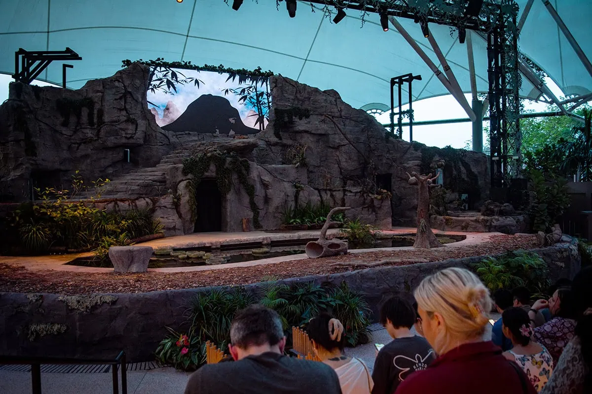 Audience waiting for the Creatures of the Night presentation at Night Safari Singapore