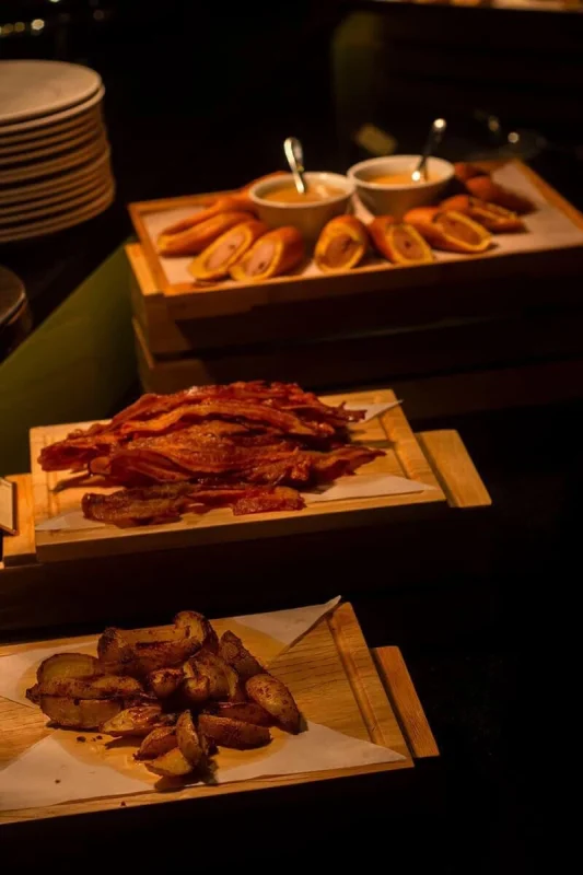 Furama RiverFront Review: What It’s Really Like To Stay Here 13 Bacon, potato wedges and pastries at the Furama RiverFront breakfast buffet