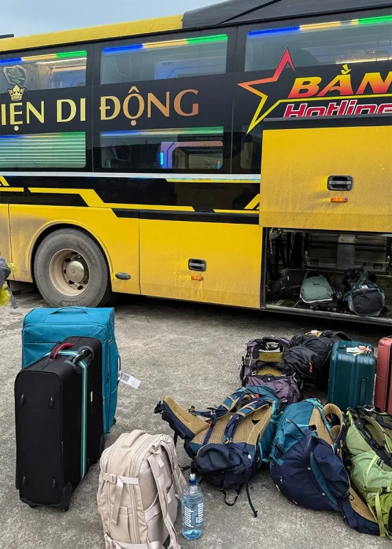 Hanoi Airport To Ha Giang: How To Get There 63 Backpacks and suitcases being unloaded from the Bang Phan bus in Ha Giang