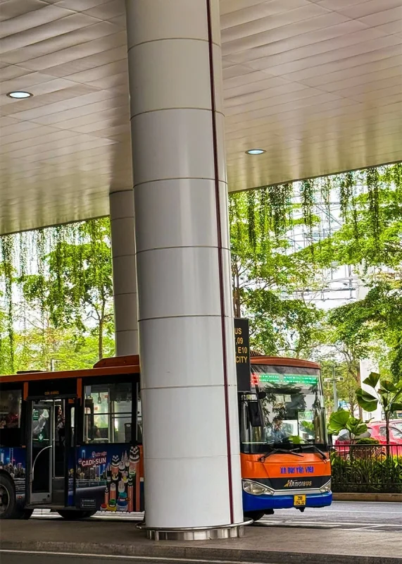 Hanoi Airport To Ha Giang: How To Get There 50 Bus waiting outside the international terminal at Hanoi Airport
