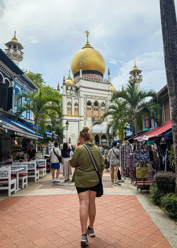 Hotel Mi Rochor Review: Is It Worth Staying Here? (2026) 29 Tasha Amy standing in front of a mosque at Haji Lane in Singapore