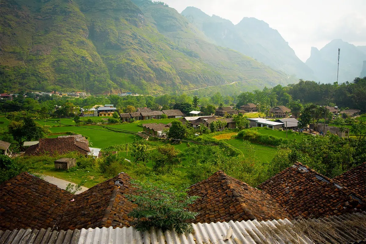 Du Gia Waterfall: What It’s Really Like On The Ha Giang Loop 59 Looking out over our homestay in Du Gia, our first night Ha Giang loop accommodation